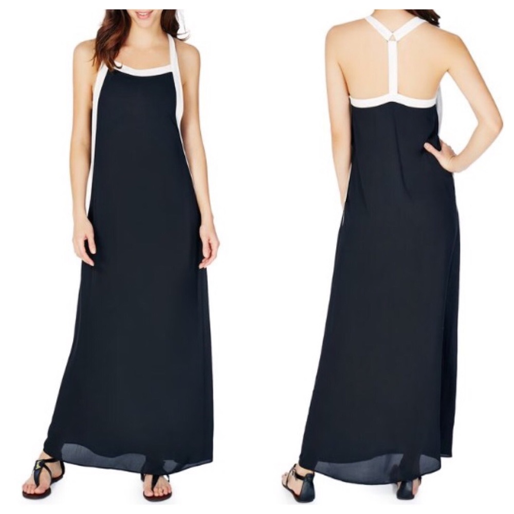 JustFab Black and White Maxi Dress Size L NWT